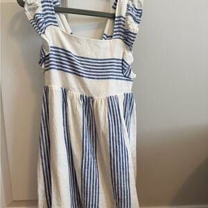 Blue and White Striped Girls Dress